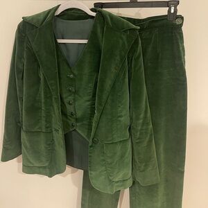 Vintage Handmade 3-Piece Green Velvet Suit Set